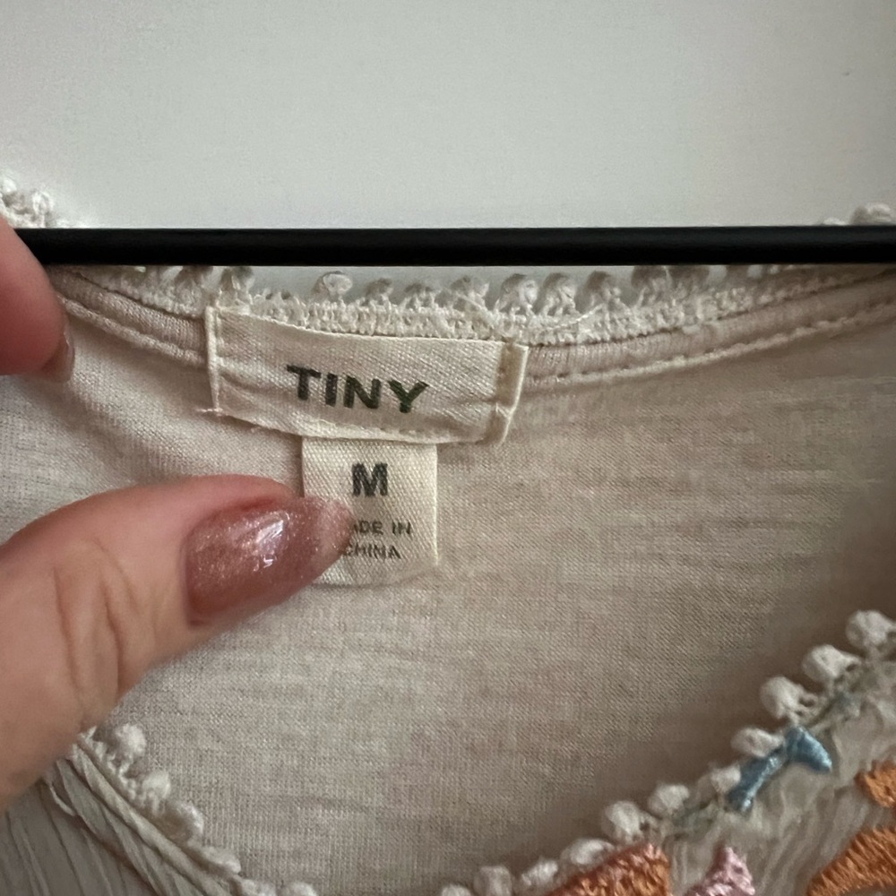Floral Embroidered Women's Top - Cream and Orange - Picture 7 of 7